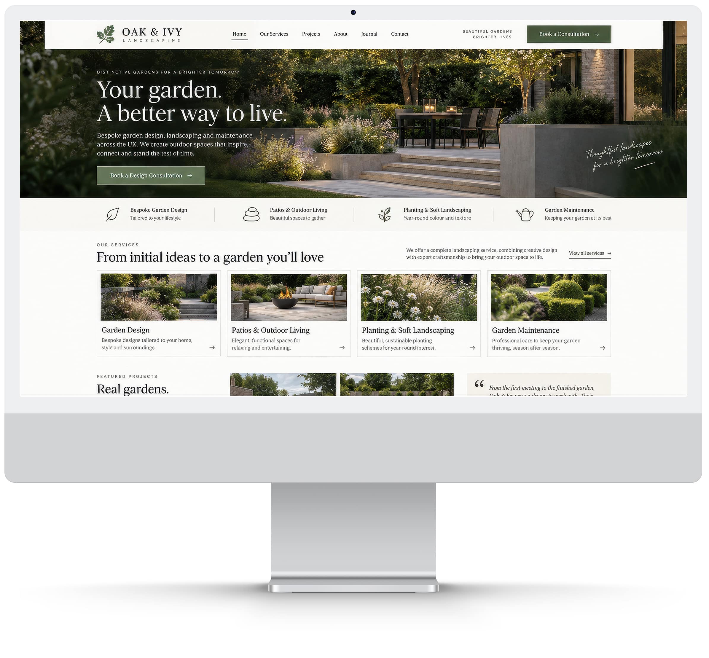 example of landscape company website design