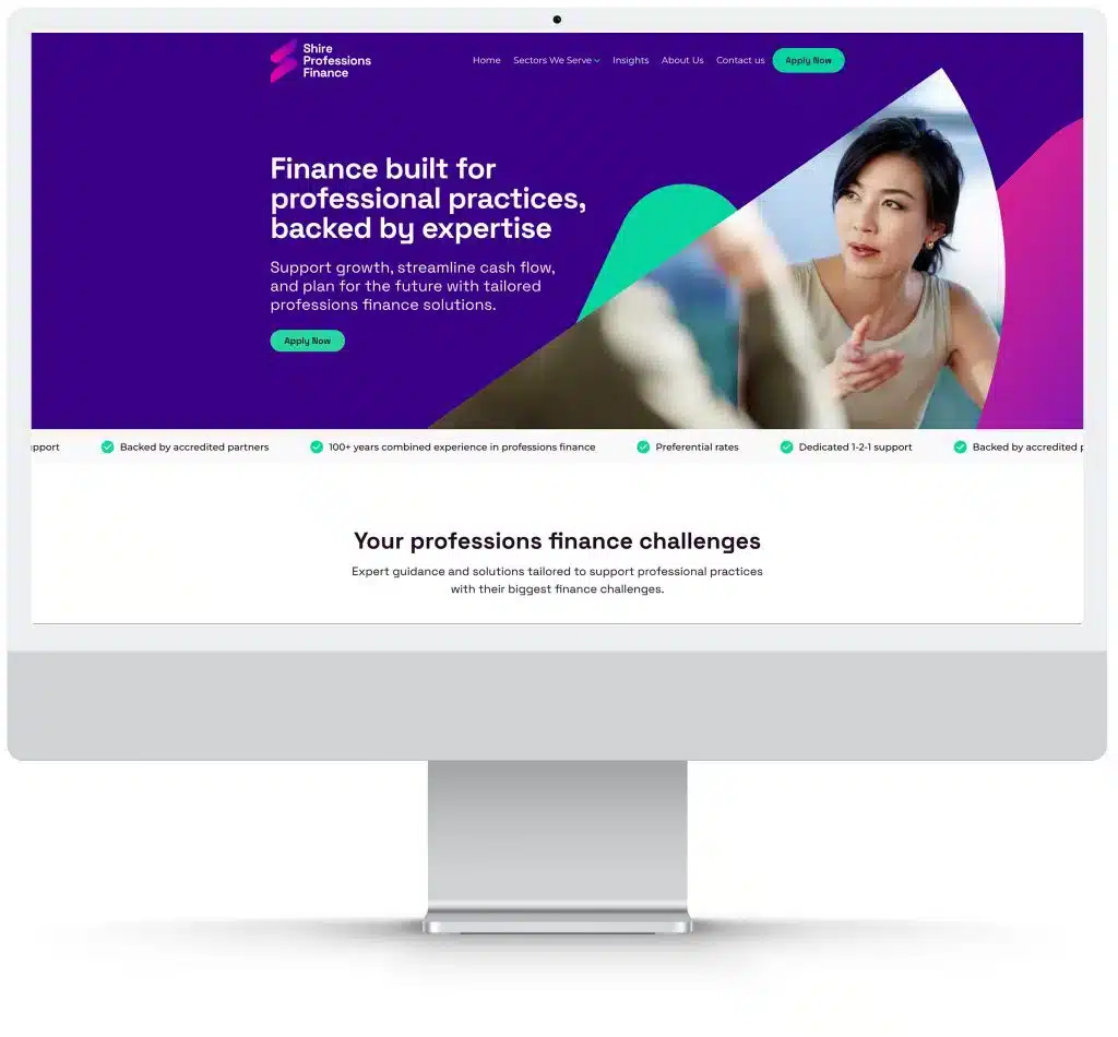 Example design for a financial company website